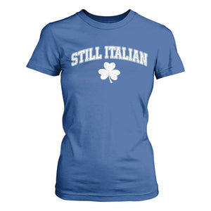 St Patricks Day Italian T Shirt For Women Funny Retro Varsity Sporty Style Shamrock TS10 Royal Blue Print Your Wear