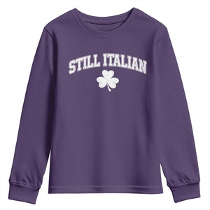 St Patricks Day Italian Youth Sweatshirt Funny Retro Varsity Sporty Style Shamrock TS10 Purple Print Your Wear