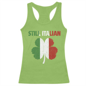 St Patricks Day Still Italian Racerback Tank Top Funny Retro Shamrock Italy Flag TS10 Lime Print Your Wear