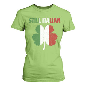 St Patricks Day Still Italian T Shirt For Women Funny Retro Shamrock Italy Flag TS10 Lime Print Your Wear