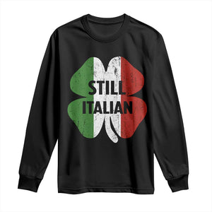 Funny St Patricks Day Italian Long Sleeve Shirt Retro Vintage Shamrock Italy Flag TS10 Black Print Your Wear