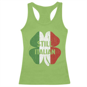 Funny St Patricks Day Italian Racerback Tank Top Retro Vintage Shamrock Italy Flag TS10 Lime Print Your Wear