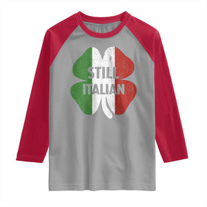 Funny St Patricks Day Italian Raglan Shirt Retro Vintage Shamrock Italy Flag TS10 Sport Gray Red Print Your Wear