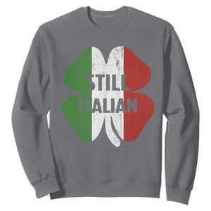 Funny St Patricks Day Italian Sweatshirt Retro Vintage Shamrock Italy Flag TS10 Charcoal Print Your Wear
