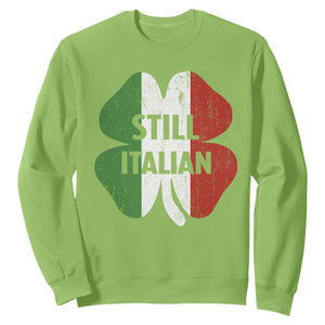 Funny St Patricks Day Italian Sweatshirt Retro Vintage Shamrock Italy Flag TS10 Lime Print Your Wear
