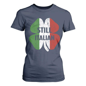 Funny St Patricks Day Italian T Shirt For Women Retro Vintage Shamrock Italy Flag TS10 Navy Print Your Wear
