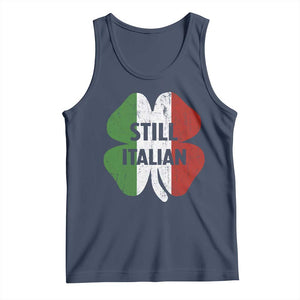 Funny St Patricks Day Italian Tank Top Retro Vintage Shamrock Italy Flag TS10 Navy Print Your Wear