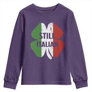 Funny St Patricks Day Italian Youth Sweatshirt Retro Vintage Shamrock Italy Flag TS10 Purple Print Your Wear