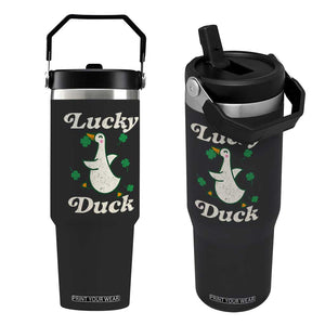 Lucky Duck Flip Straw Tumbler St Patricks Day Shamrock Irish TS10 One Size: 30 oz Black Print Your Wear