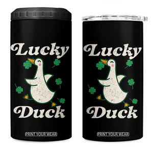 Lucky Duck 4 in 1 Can Cooler Tumbler St Patricks Day Shamrock Irish TS10 One Size: 16 oz Black Print Your Wear