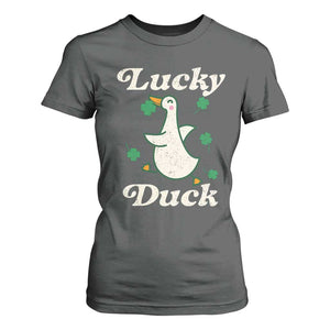 Lucky Duck T Shirt For Women St Patricks Day Shamrock Irish TS10 Dark Heather Print Your Wear