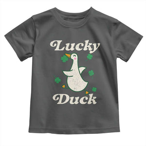 Lucky Duck Toddler T Shirt St Patricks Day Shamrock Irish TS10 Dark Heather Print Your Wear