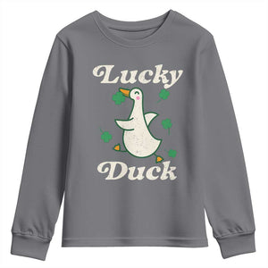 Lucky Duck Youth Sweatshirt St Patricks Day Shamrock Irish TS10 Charcoal Print Your Wear