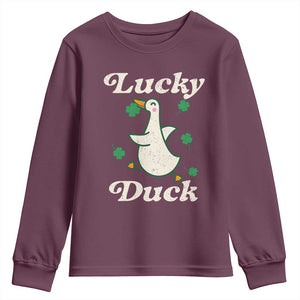 Lucky Duck Youth Sweatshirt St Patricks Day Shamrock Irish TS10 Maroon Print Your Wear