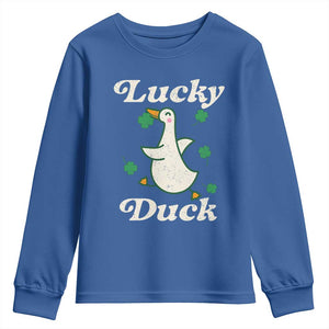 Lucky Duck Youth Sweatshirt St Patricks Day Shamrock Irish TS10 Royal Blue Print Your Wear