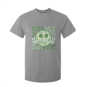Retro Groovy Shamrock Smile Face St Patricks Day T Shirt For Kid TS10 Sport Gray Print Your Wear