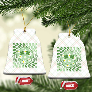 Retro Groovy Shamrock Smile Face St Patricks Day Ceramic Ornament TS10 Print Your Wear