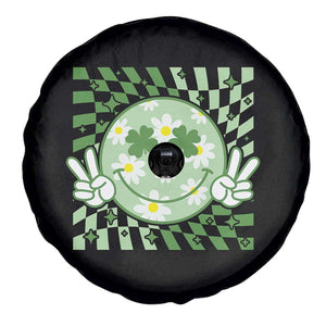 Retro Groovy Shamrock Smile Face St Patricks Day Spare Tire Cover TS10 Print Your Wear