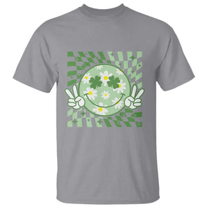 Retro Groovy Shamrock Smile Face St Patricks Day T Shirt TS10 Sport Gray Print Your Wear