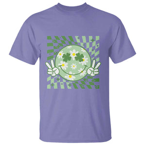 Retro Groovy Shamrock Smile Face St Patricks Day T Shirt TS10 Violet Print Your Wear