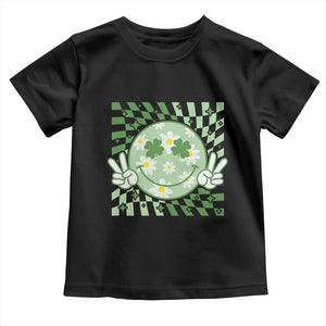Retro Groovy Shamrock Smile Face St Patricks Day Toddler T Shirt TS10 Black Print Your Wear