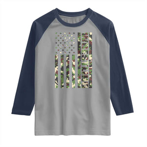 Wrestling American Flag Camo Wrestler Raglan Shirt TS10 Sport Gray Navy Print Your Wear