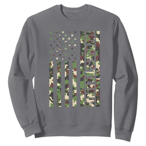 Wrestling American Flag Camo Wrestler Sweatshirt TS10 Charcoal Print Your Wear
