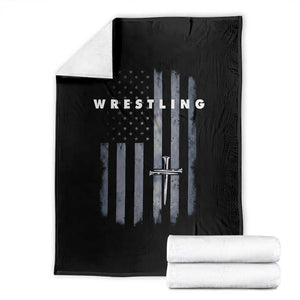 Christian Wrestling Throw Blanket Wrestler Faith Strength US USA Flag Christ Cross TS10 Black Print Your Wear