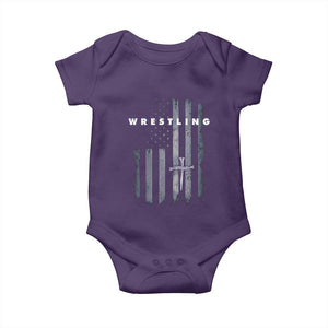 Christian Wrestling Baby Onesie Wrestler Faith Strength US USA Flag Christ Cross TS10 Purple Print Your Wear