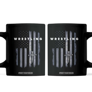 Christian Wrestling Coffee Mug Wrestler Faith Strength US USA Flag Christ Cross TS10 Black Print Your Wear