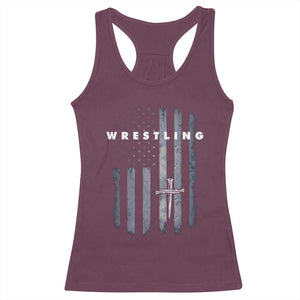 Christian Wrestling Racerback Tank Top Wrestler Faith Strength US USA Flag Christ Cross TS10 Maroon Print Your Wear