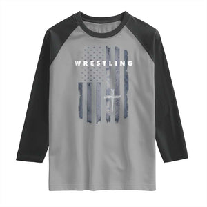 Christian Wrestling Raglan Shirt Wrestler Faith Strength US USA Flag Christ Cross TS10 Sport Gray Black Print Your Wear