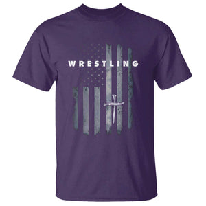 Christian Wrestling T Shirt Wrestler Faith Strength US USA Flag Christ Cross TS10 Purple Print Your Wear