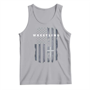 Christian Wrestling Tank Top Wrestler Faith Strength US USA Flag Christ Cross TS10 Athletic Heather Print Your Wear