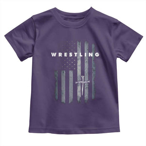 Christian Wrestling Toddler T Shirt Wrestler Faith Strength US USA Flag Christ Cross TS10 Purple Print Your Wear