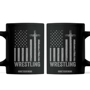 Faith Wrestling Coffee Mug Christian Wrestler American Flag Cross TS10 Black Print Your Wear
