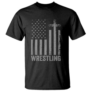 Faith Wrestling T Shirt Christian Wrestler American Flag Cross TS10 Black Print Your Wear