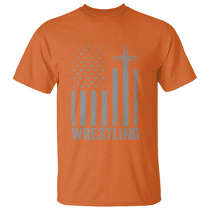 Faith Wrestling T Shirt Christian Wrestler American Flag Cross TS10 Orange Print Your Wear