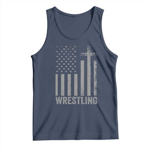 Faith Wrestling Tank Top Christian Wrestler American Flag Cross TS10 Navy Print Your Wear