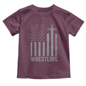 Faith Wrestling Toddler T Shirt Christian Wrestler American Flag Cross TS10 Maroon Print Your Wear