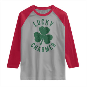 Funny Irish St Patricks Day Shamrock Raglan Shirt Lucky Charmer TS10 Sport Gray Red Print Your Wear