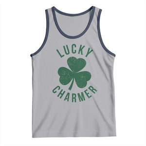 Funny Irish St Patricks Day Shamrock Tank Top Lucky Charmer TS10 Athletic Heather Navy Print Your Wear