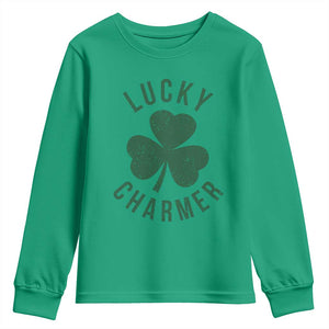 Funny Irish St Patricks Day Shamrock Youth Sweatshirt Lucky Charmer TS10 Irish Green Print Your Wear
