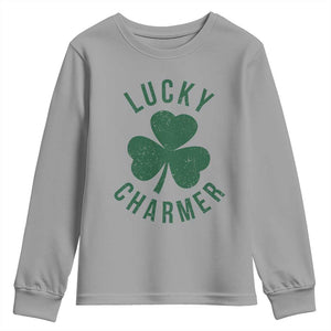 Funny Irish St Patricks Day Shamrock Youth Sweatshirt Lucky Charmer TS10 Sport Gray Print Your Wear