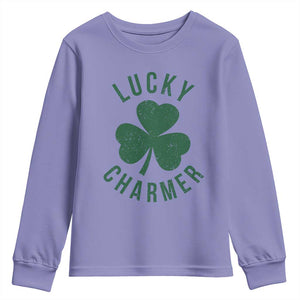 Funny Irish St Patricks Day Shamrock Youth Sweatshirt Lucky Charmer TS10 Violet Print Your Wear