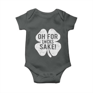 Funny Irish St Patricks Day Shamrock Baby Onesie Oh For Lucks Sake TS10 Dark Heather Print Your Wear
