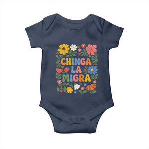 Chinga La Migra Baby Onesie Funny Boho Floral Resist Retro Pro Immigration TS10 Navy Print Your Wear