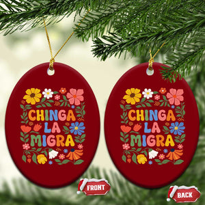 Chinga La Migra Ceramic Ornament Funny Boho Floral Resist Retro Pro Immigration TS10 Print Your Wear