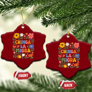 Chinga La Migra Ceramic Ornament Funny Boho Floral Resist Retro Pro Immigration TS10 Print Your Wear