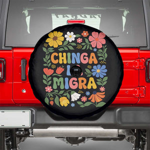 Chinga La Migra Spare Tire Cover Funny Boho Floral Resist Retro Pro Immigration TS10 Black Print Your Wear